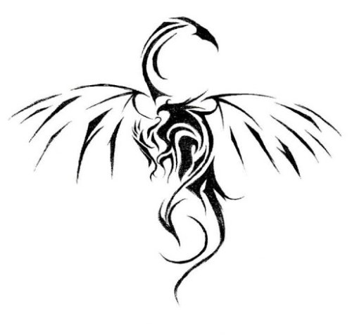 Tribal Flying Dragon Tattoo Design