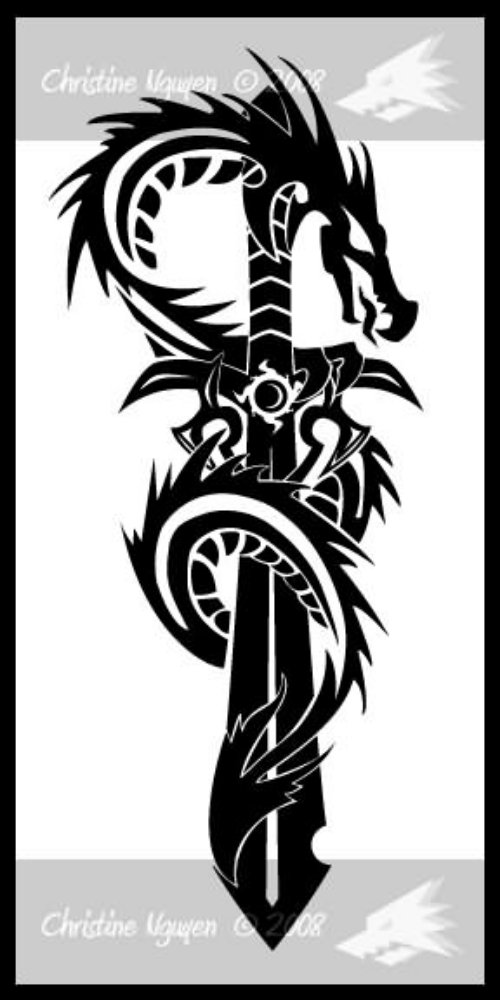 Sword And Dragon  Sample For Tattoo