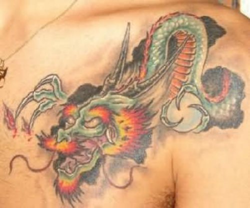 Flame Throwing Dragon Tattoo