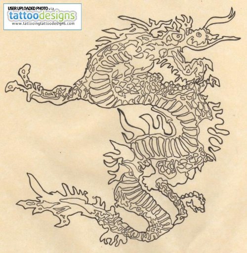 Wonderful Grey Ink Chinese Dragon Tattoo Design