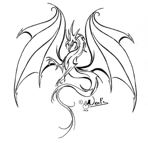 Best Outline Dragon Tattoo Design