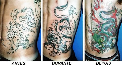 Awesome Dragon Tattoo On Side Rib