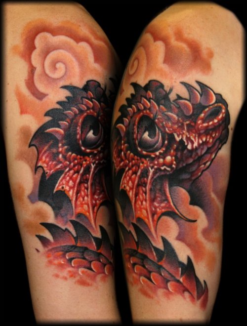 Red Dragon Head Tattoo