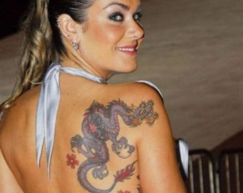 Chinese Dragon Tattoo On Right Back Shoulder