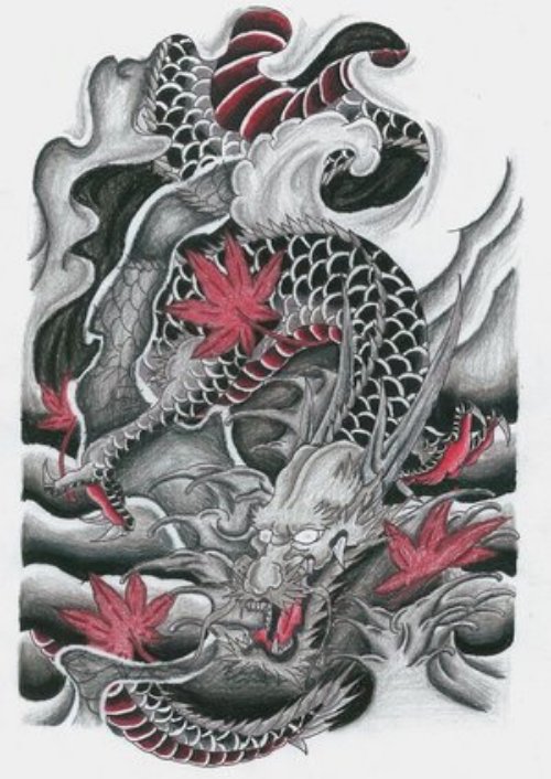 Japanese Color Dragon Tattoo Design
