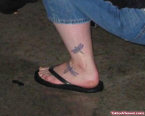 Dragonfly Tattoo On Foot And Ankle