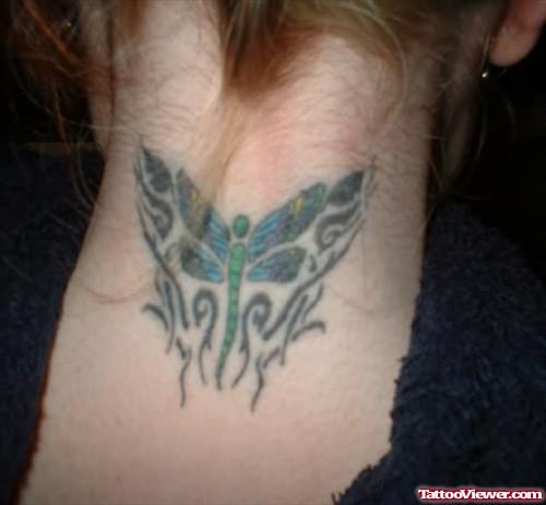 Dragonfly Neck Tattoo