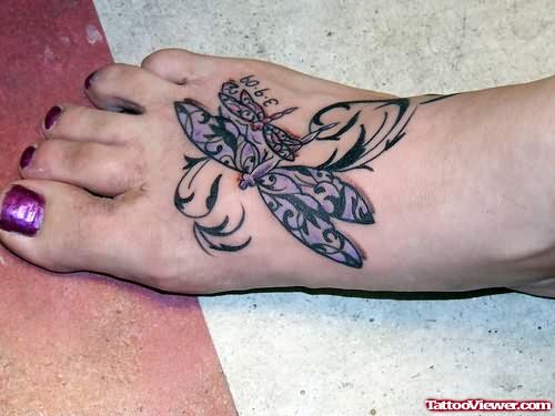 Dragonfly Flash Tattoo On Foot