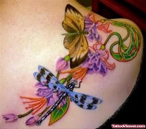 Attractive Dragonfly Tattoo For Girls