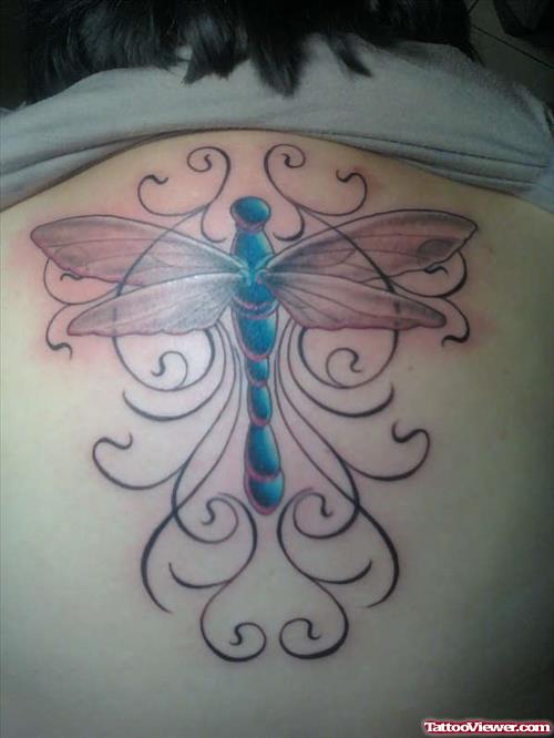 Dragonfly Upper Back Tattoo