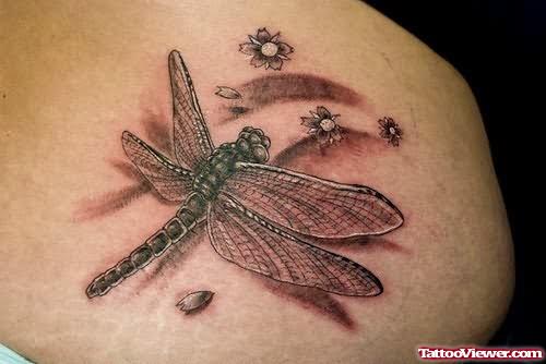 Brown Dragonfly Tattoo