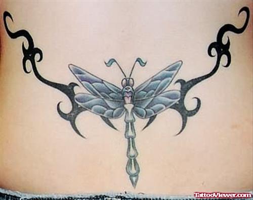Blackwork Dragonfly Tattoo