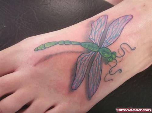 Classy Dragonfly Tattoo On Foot