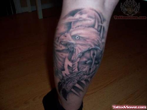 Eagle Head With Dream Catcher Tattoo