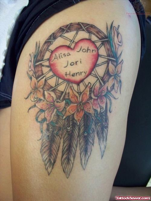 Heart And Dream Catcher Tattoo