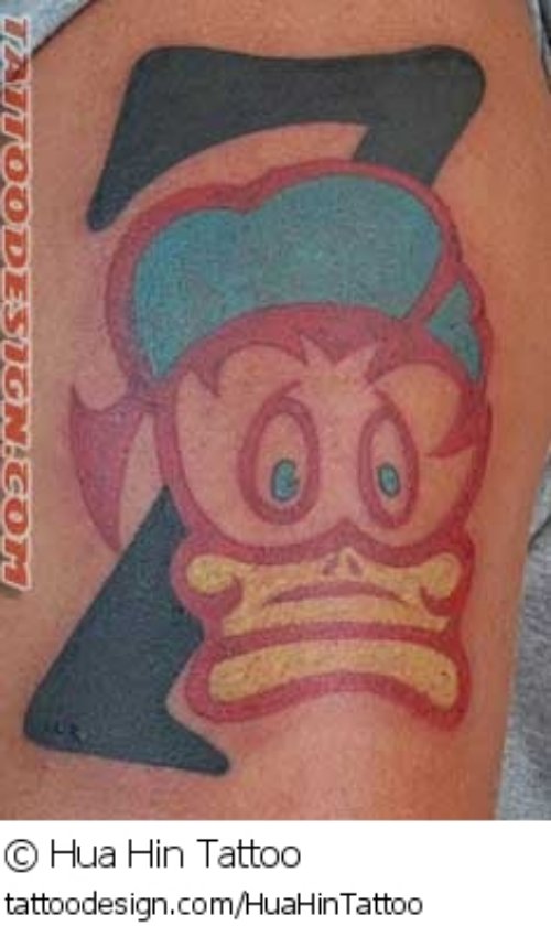 Donald Duck Head Color Ink Tattoo