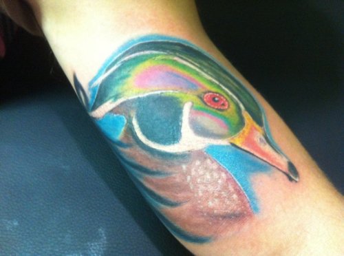 Abstract Colored Duck Head Tattoo