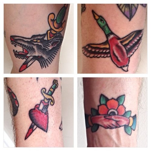 Dagger Heart and Duck Tattoo
