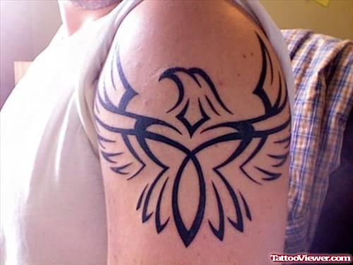 Left Shoulder Tribal Eagle Tattoo