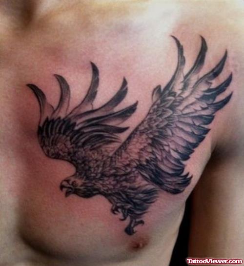 Flying Eagle Tattoo On Man Chest