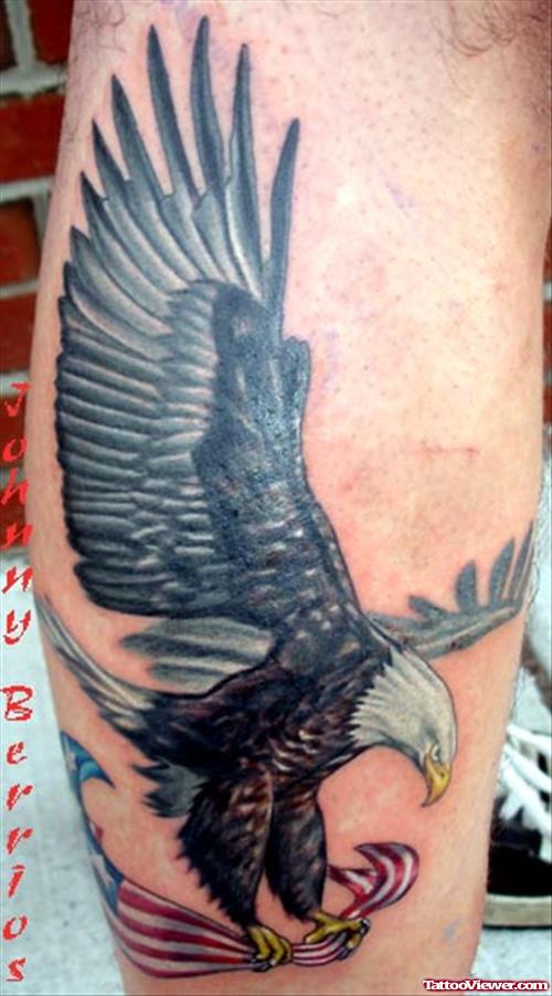 Colored Eagle Tattoo On Leg