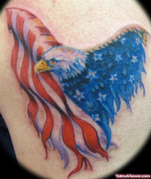 Us Flag And Eagle Colored Tattoo
