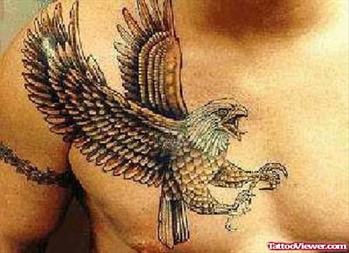 Crazy Eagle chest Tattoo For Men