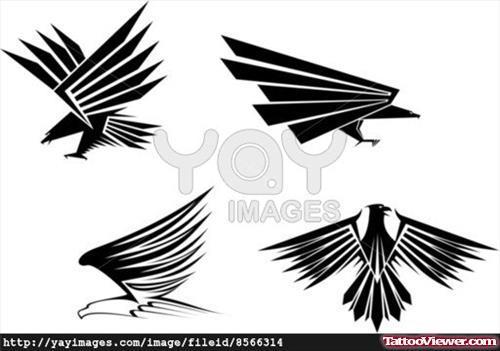 Black Tribal Eagle Tattoo Designs