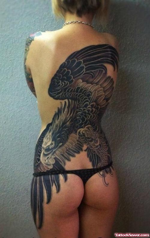 Back Body Eagle Tattoos For Girls