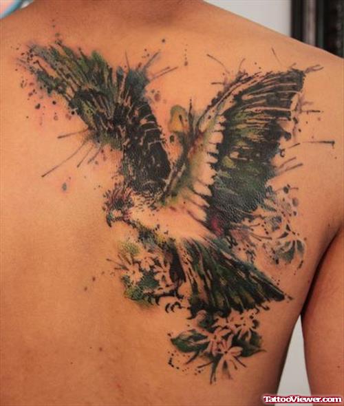 Abstract Eagle Tattoo On Back