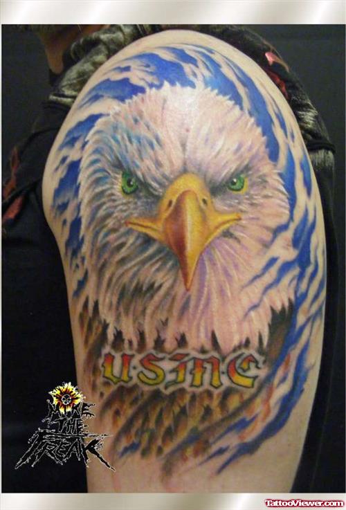 USMC Eagle Head Tattoo On Shoulder