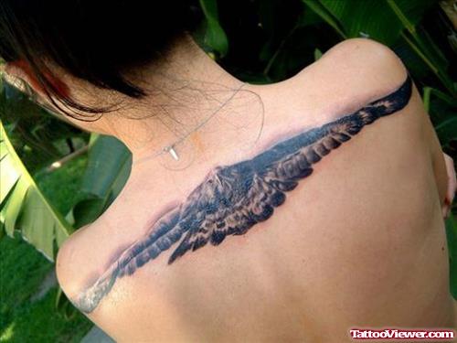 Eagle Tattoo On Girl Upperback