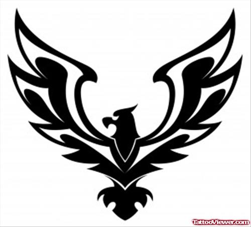 Open Wings Black Eagle Tattoo Design