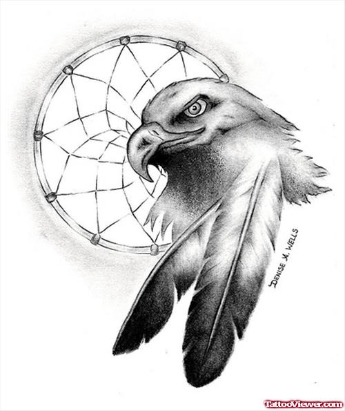 Native American Eagle Dreamcatcher Tattoo Design