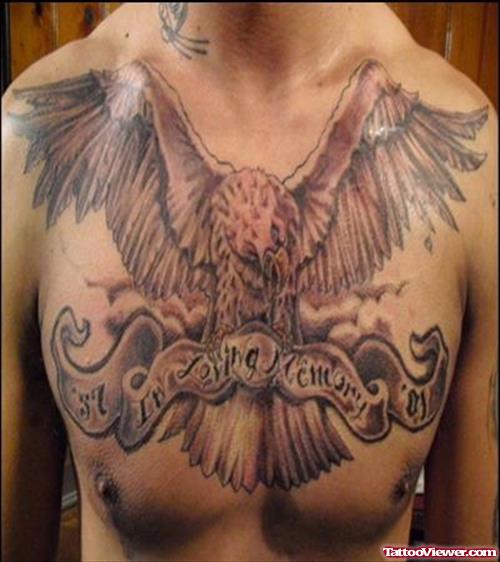 Man Eagle Tattoo On Chest