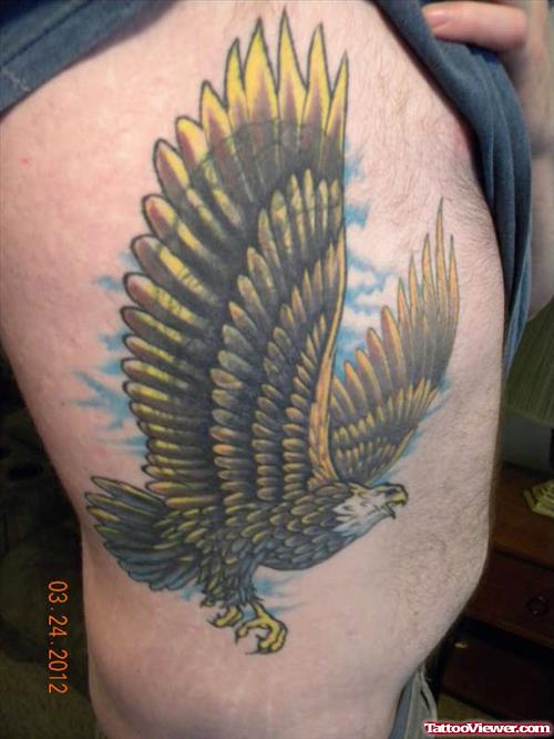 Flying Eagle Tattoo On Side Rib