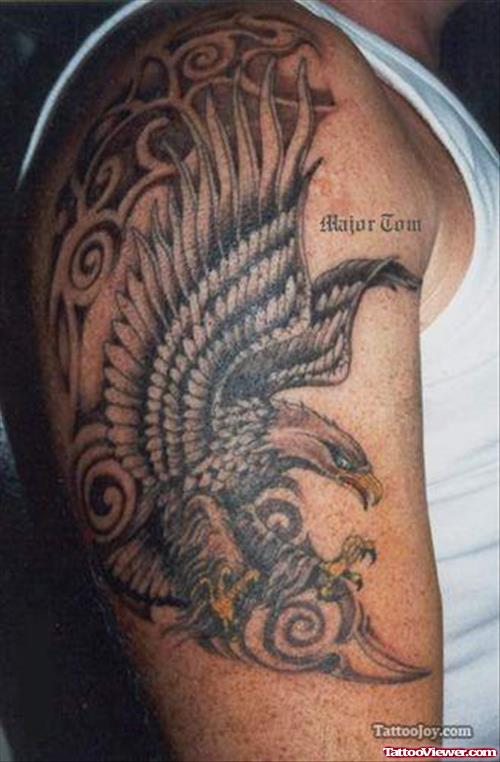 Native Eagle Tattoo On Right Half Sleeve