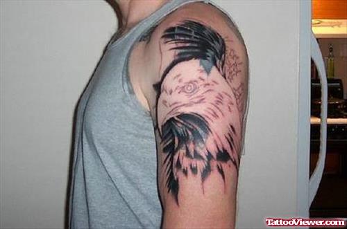 Eagle Head Tattoo On Man Left Shoulder