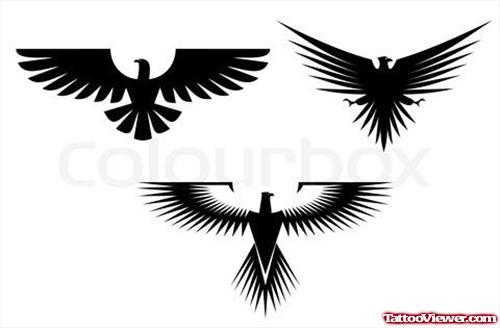 Black Ink Eagle Tattoo Design