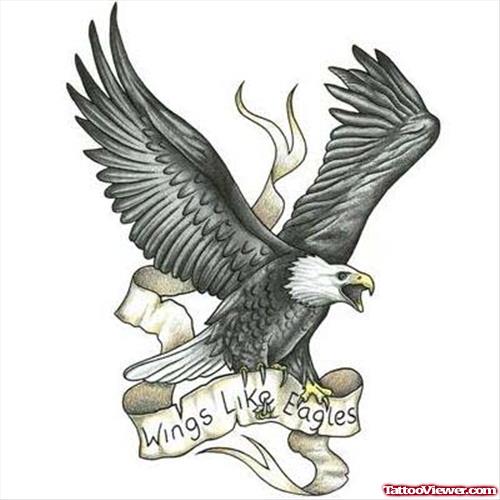 Wings Like Eagles Banner In Eagle Claws Tattoo Design