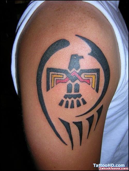 Tribal Army Eagle Tattoo On shoulder