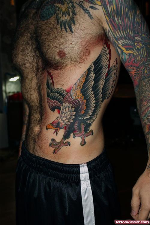 Rib Side Eagle Colored Tattoo