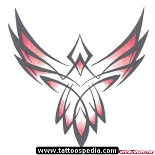 Red And Black Ink Tribal Eagle Tattoo Design