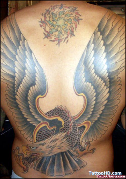 Large Eagle Back Body Tattoo
