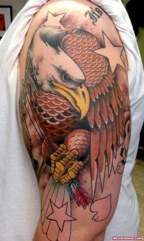 Left Half Sleeve Eagle Tattoo