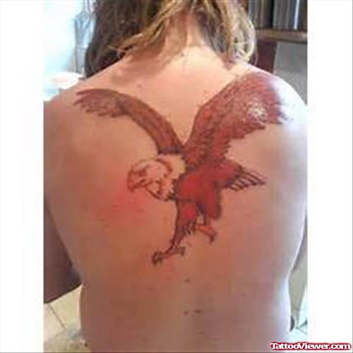 Impressive Flying Eagle Tattoo On Back
