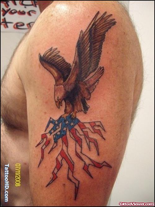 Crazy Eagle Left SHoulder Tattoo