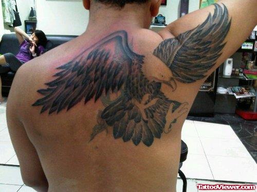 Amazing Flying Eagle Tattoo On Man Right Back Shoulder