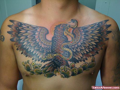 Mexican Eagle Chest Tattoo For Men