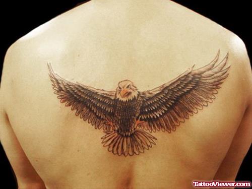 Flying Eagle Tattoo On Back Body